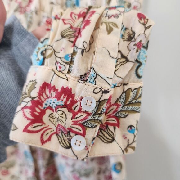 Sundance pleated v-neck Size Large Floral Elegant lightweight blouse Boho Hippie - Picture 6 of 7